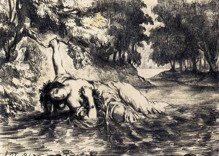 Eugene Delacroix The Death of Ophelia Norge oil painting art
